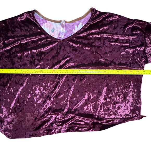 Dazzle Up Velvet Floral Pullover Top 3X Burgundy Pink Hi-Lo Flowy Gypsy Boho - Picture 10 of 12